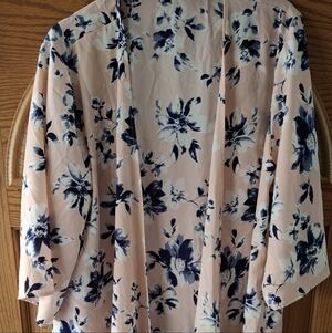 Pinkblush Floral Kimono in Peach and Navy